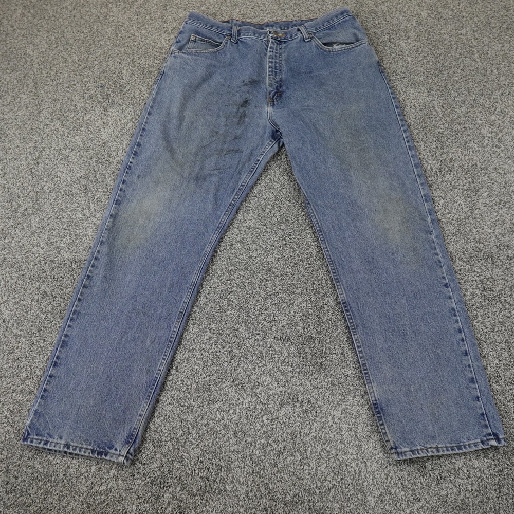 Wrangler Jeans Mens 38X32 Blue Denim Pants Grunge Skate Faded Stained Western